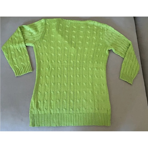 Ralph Lauren Black Label Green 100% Silk Cable Knit Sweater - Picture 2 of 13